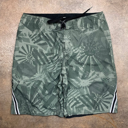 Billabong Metallica 00s graphic khaki boardshorts