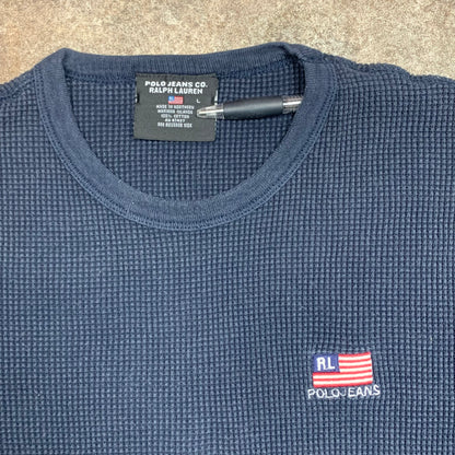 Polo Jeans 00s navy thermal long sleeve tee