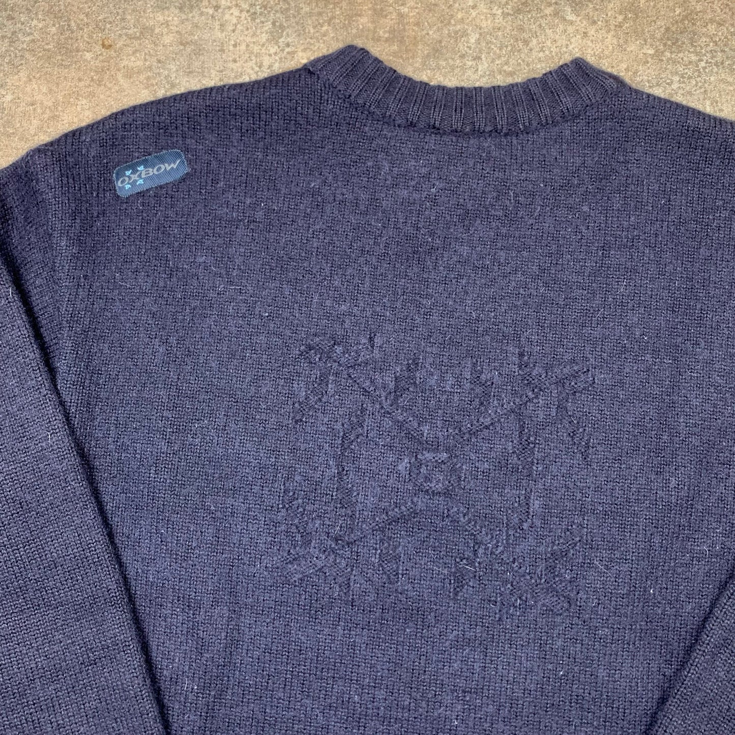 Oxbow 90s navy graphic knit (M)