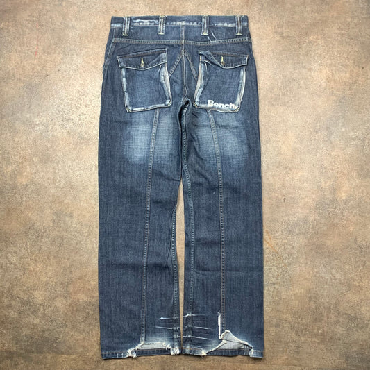 Bench 00s baggy faded navy jeans (34")