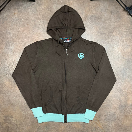 Quiksilver 00s brown knit zip hoodie