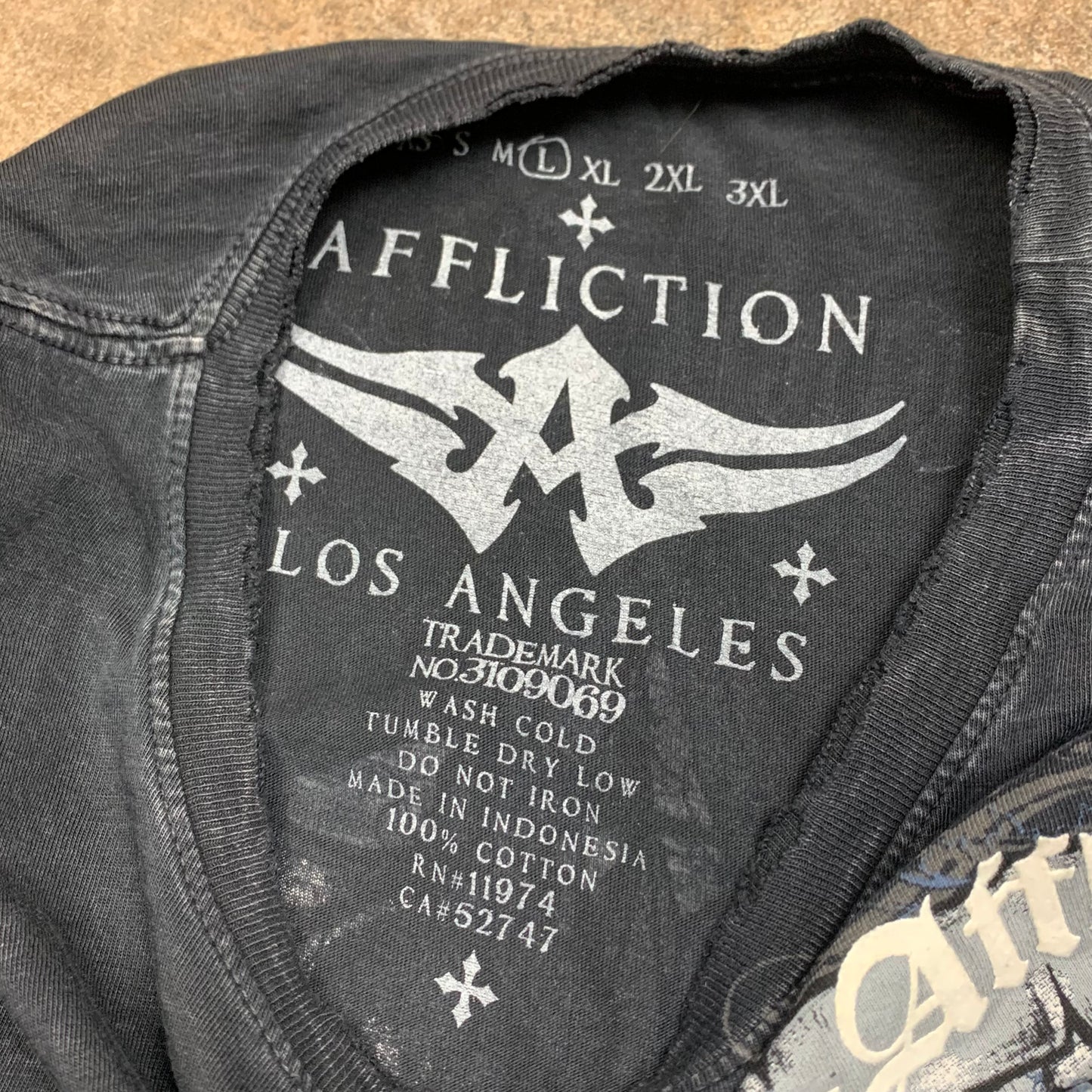 Affliction 00s Vengeance black grunge graphic tee