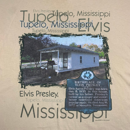Elvis Presley 00s Gildan graphic cream beige tee
