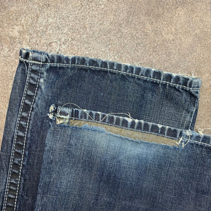 Affliction 00s navy grey grunge baggy jeans