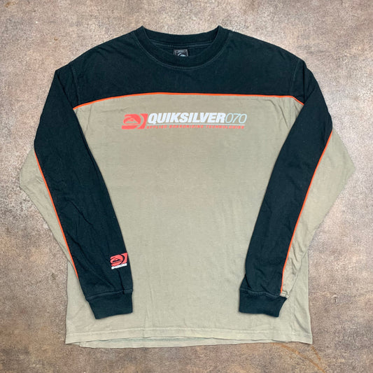 Quiksilver 90s brown black graphic long sleeve tee