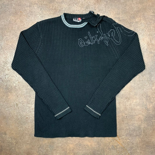 Quiksilver 00s graphic button neck knit