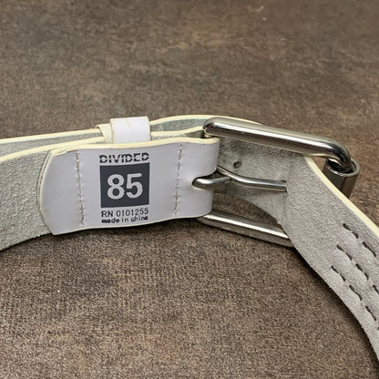 White faux leather studded belt