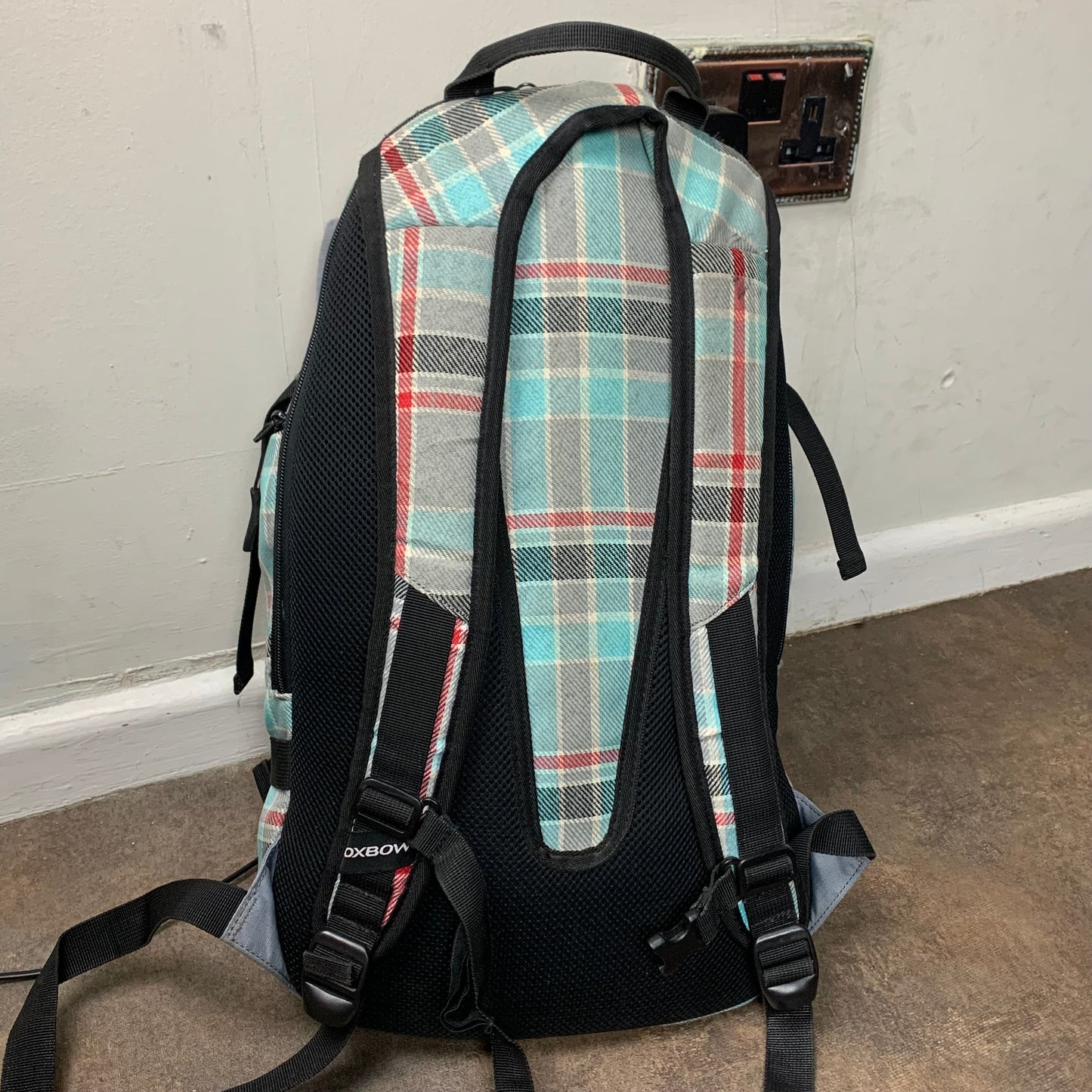 Oxbow 00s utilised plaid backpack