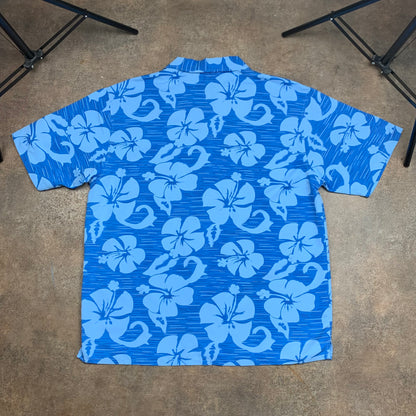 Trespass 90s blue floral hawaiian shirt