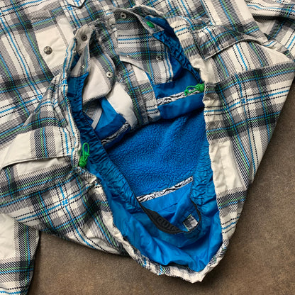 Quiksilver 00s plaid fur hood jacket (M)