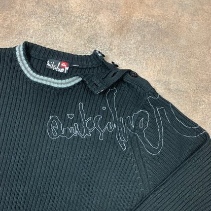 Quiksilver 00s graphic button neck knit