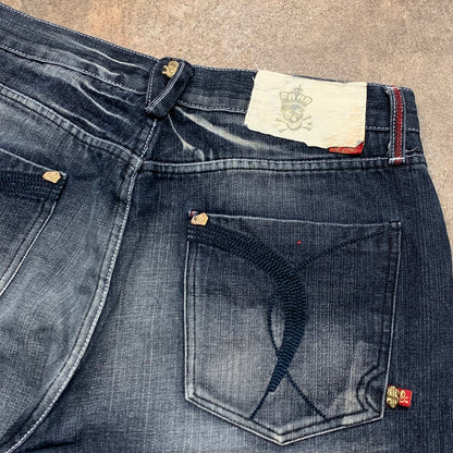 Stash House 00s navy baggy denim jorts (36")