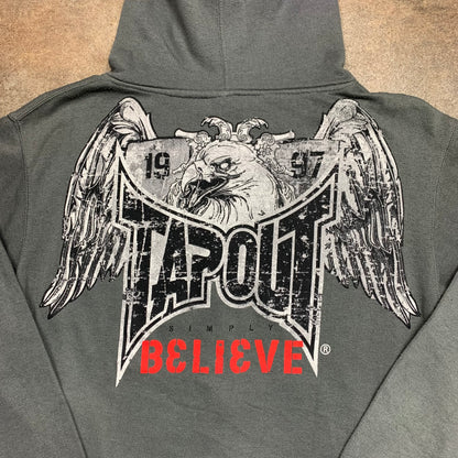 Tapout 00s grey graphic grunge zip hoodie