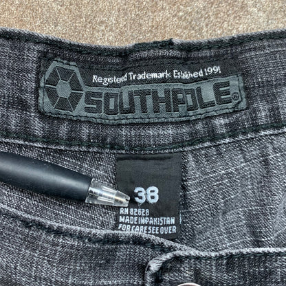 Southpole 00s black grey baggy jorts