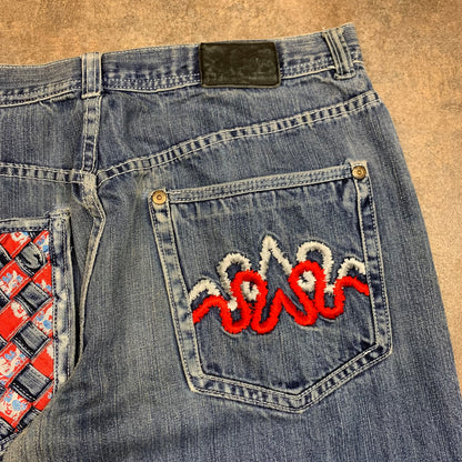 Raw Blue 00s blue baggy graphic denim jeans