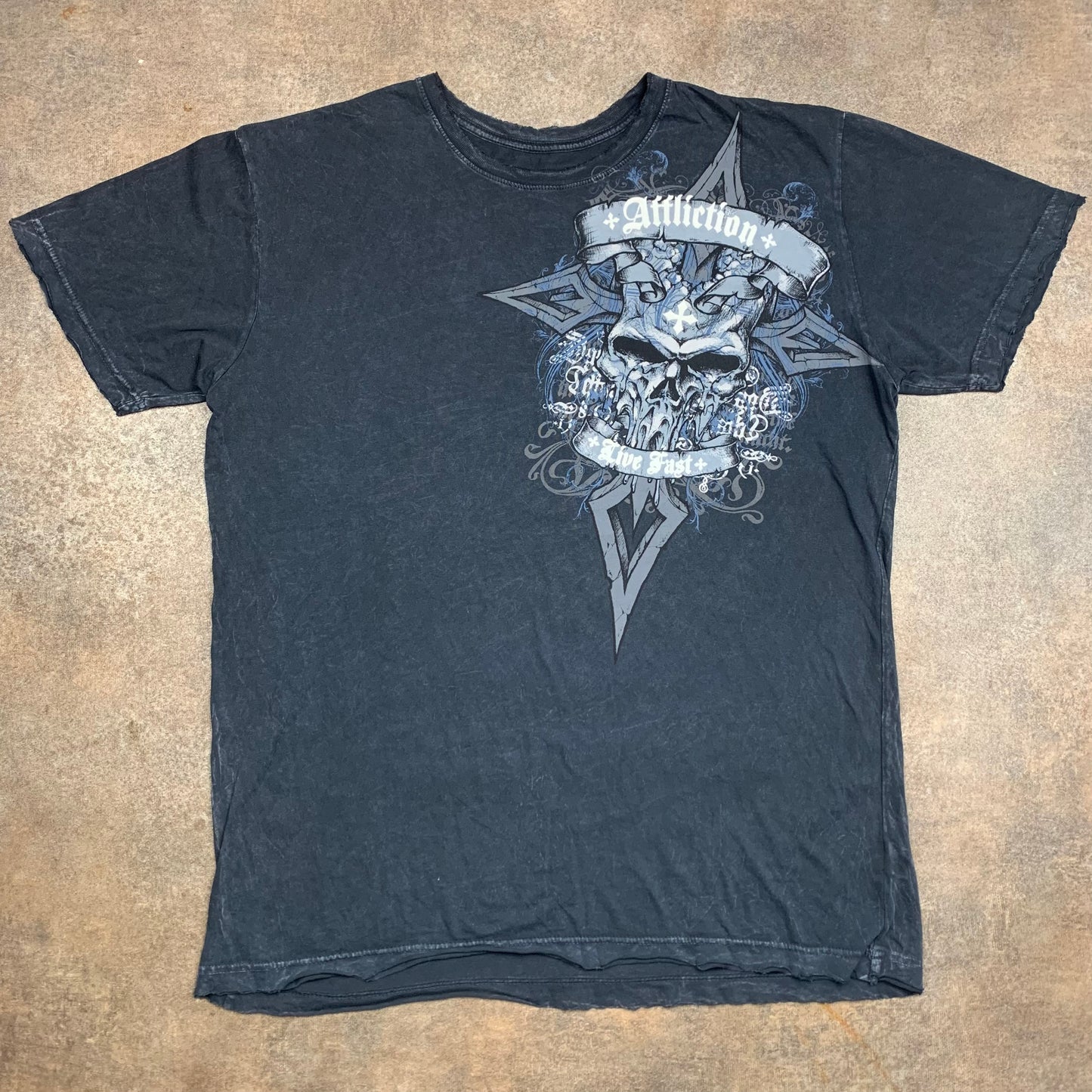 Affliction 00s Vengeance black grunge graphic tee