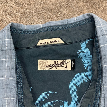 Billabong 00s blue checked button shirt