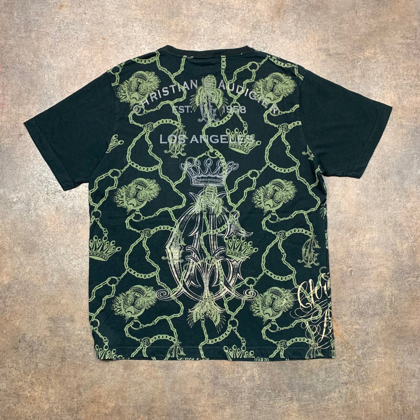 Christian Audigier 00s rhinestone graphic tee (XL)