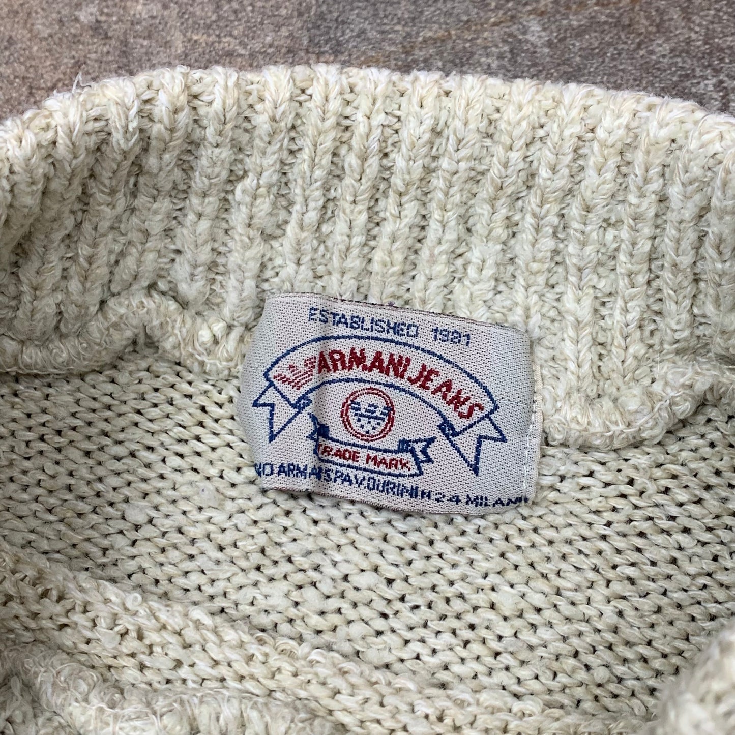 Armani Jeans 00s graphic cream knit