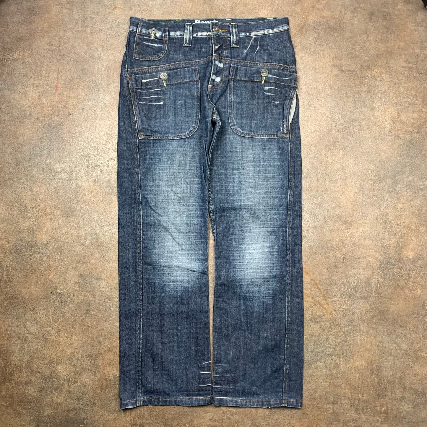 Bench 00s baggy faded navy jeans (34")