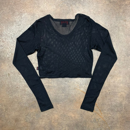 Tripp NYC 00s fishnet long sleeve crop top