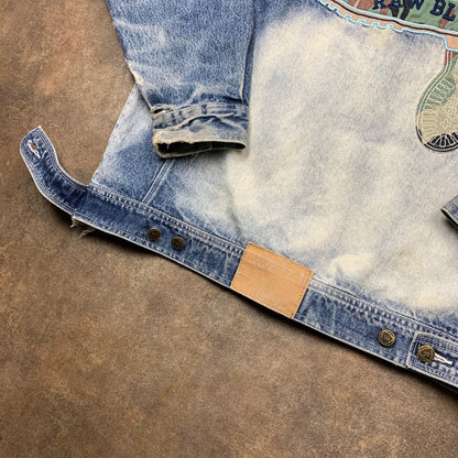 Raw Blue 00s boots graphic denim jacket (L)