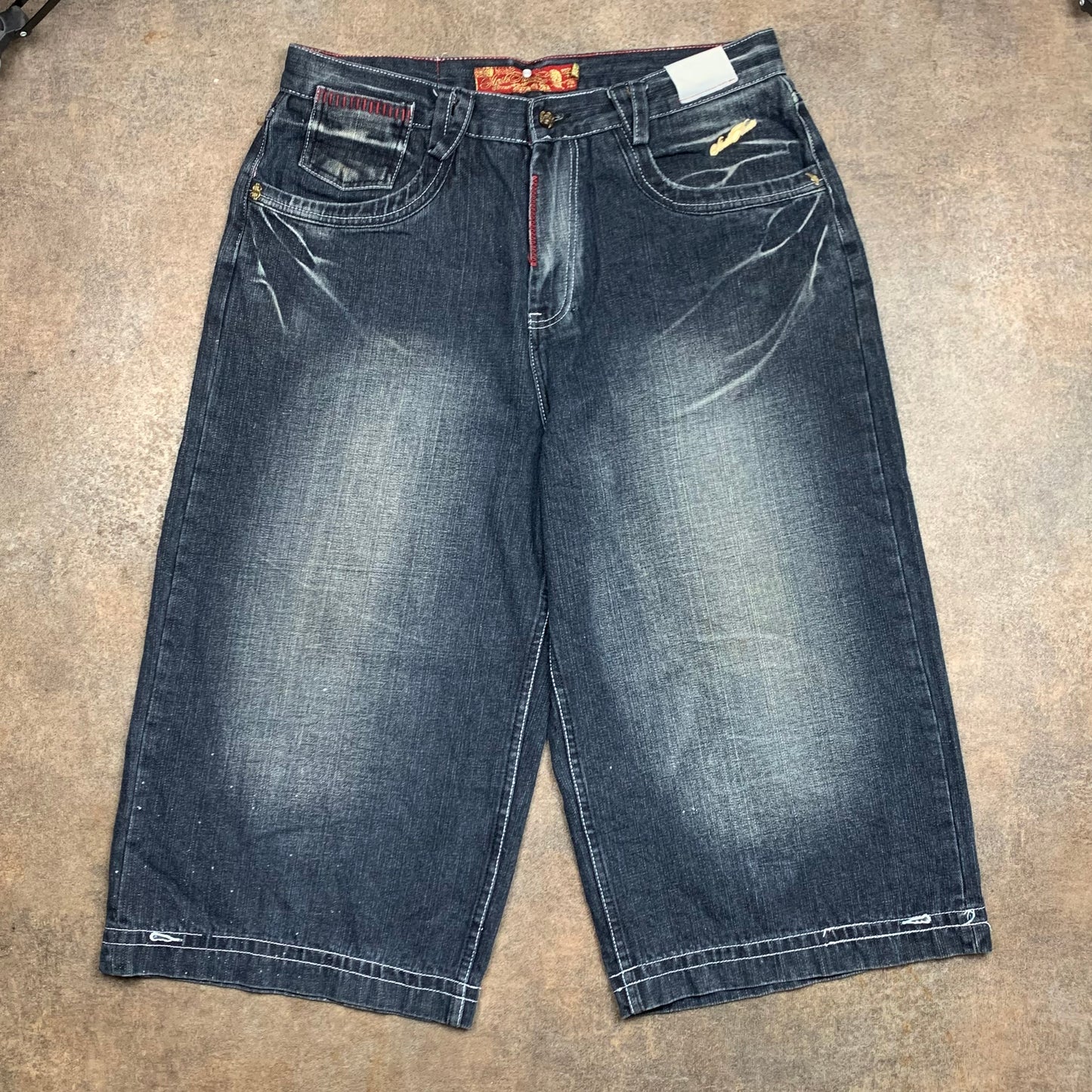 Stash House 00s navy baggy denim jorts (36")