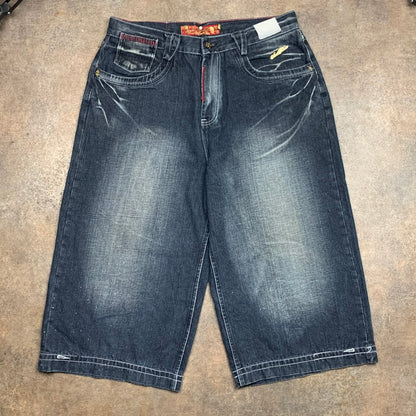 Stash House 00s navy baggy denim jorts (36")