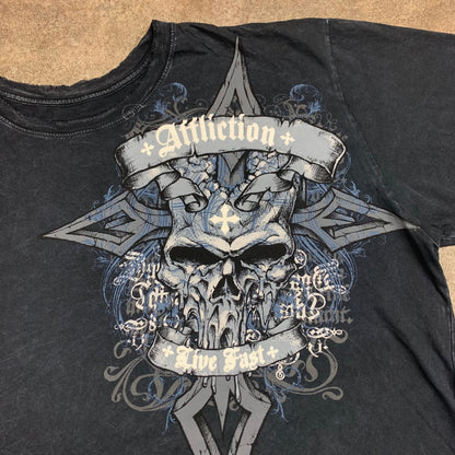 Affliction 00s Vengeance black grunge graphic tee