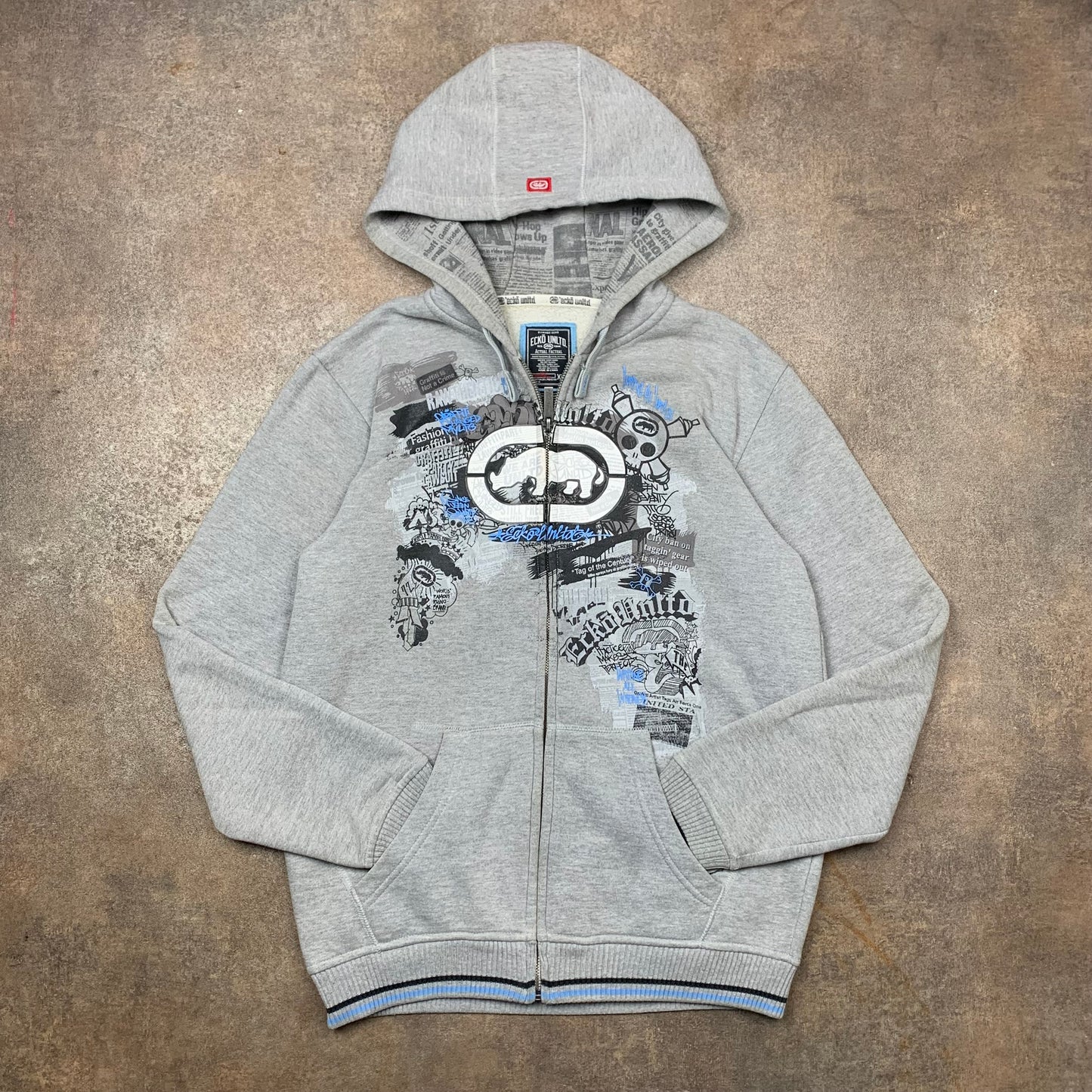 Ecko Unltd 00s grey graphic hoodie
