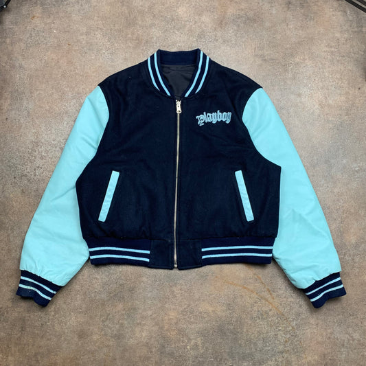 Playboy 00s reversible black blue cropped jacket