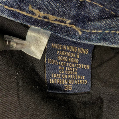 Marithé + François Girbaud 00s baggy navy blue yellow denim velcro jorts