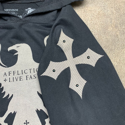 Affliction 00s studded graphic grunge hoodie