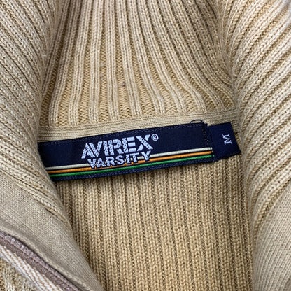 Avirex 00s cream dragon double zip knit
