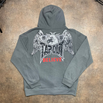 Tapout 00s grey graphic grunge zip hoodie