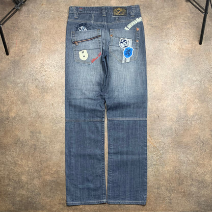 Lambretta 90s navy baggy graphic jeans