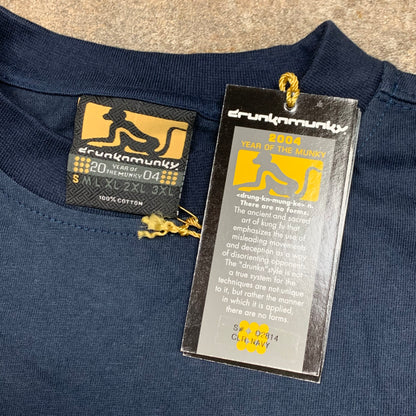 Drunknmunky 00s graphic navy tee (S)