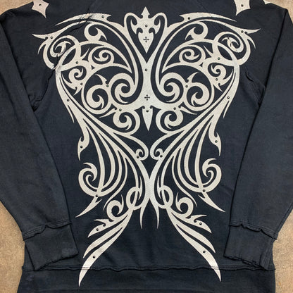 Affliction 00s studded graphic grunge hoodie