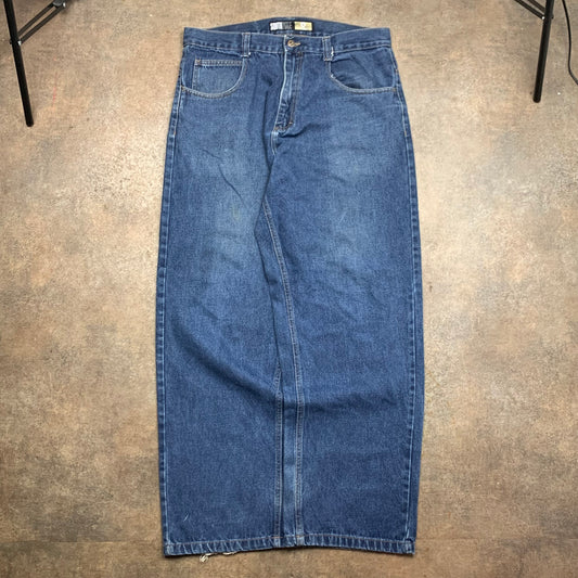 Southpole 00s navy baggy beige tab jeans