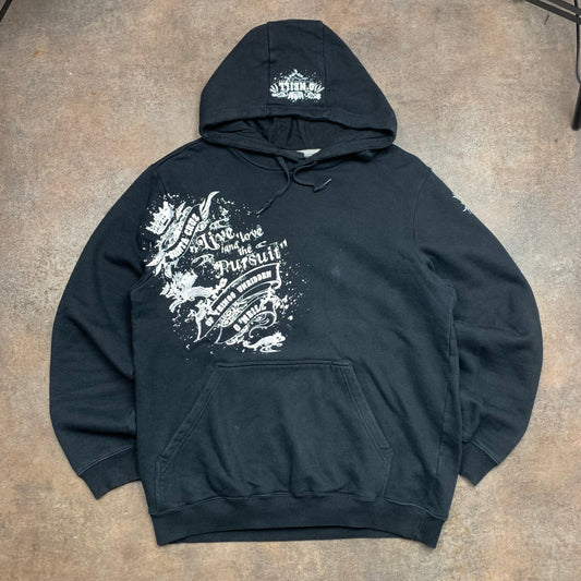 O'Neill 00s black graphic boxy hoodie