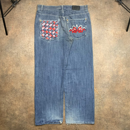 Raw Blue 00s blue baggy graphic denim jeans