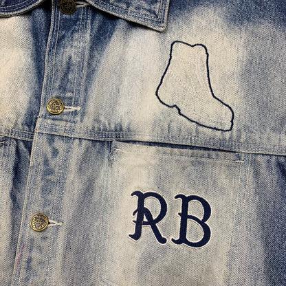 Raw Blue 00s boots graphic denim jacket (L)