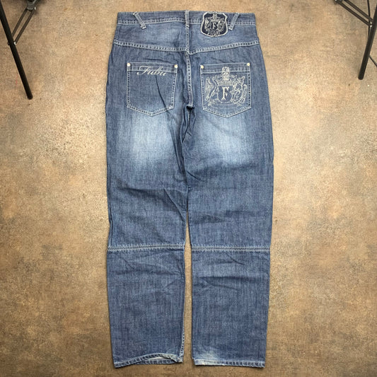 FUBU 90s navy baggy graphic jeans