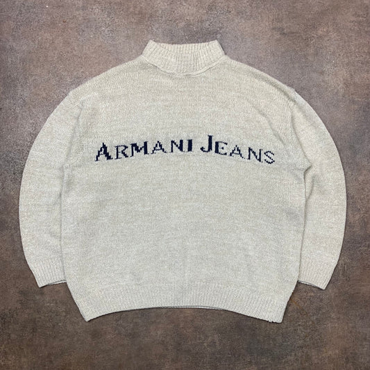 Armani Jeans 00s graphic cream knit