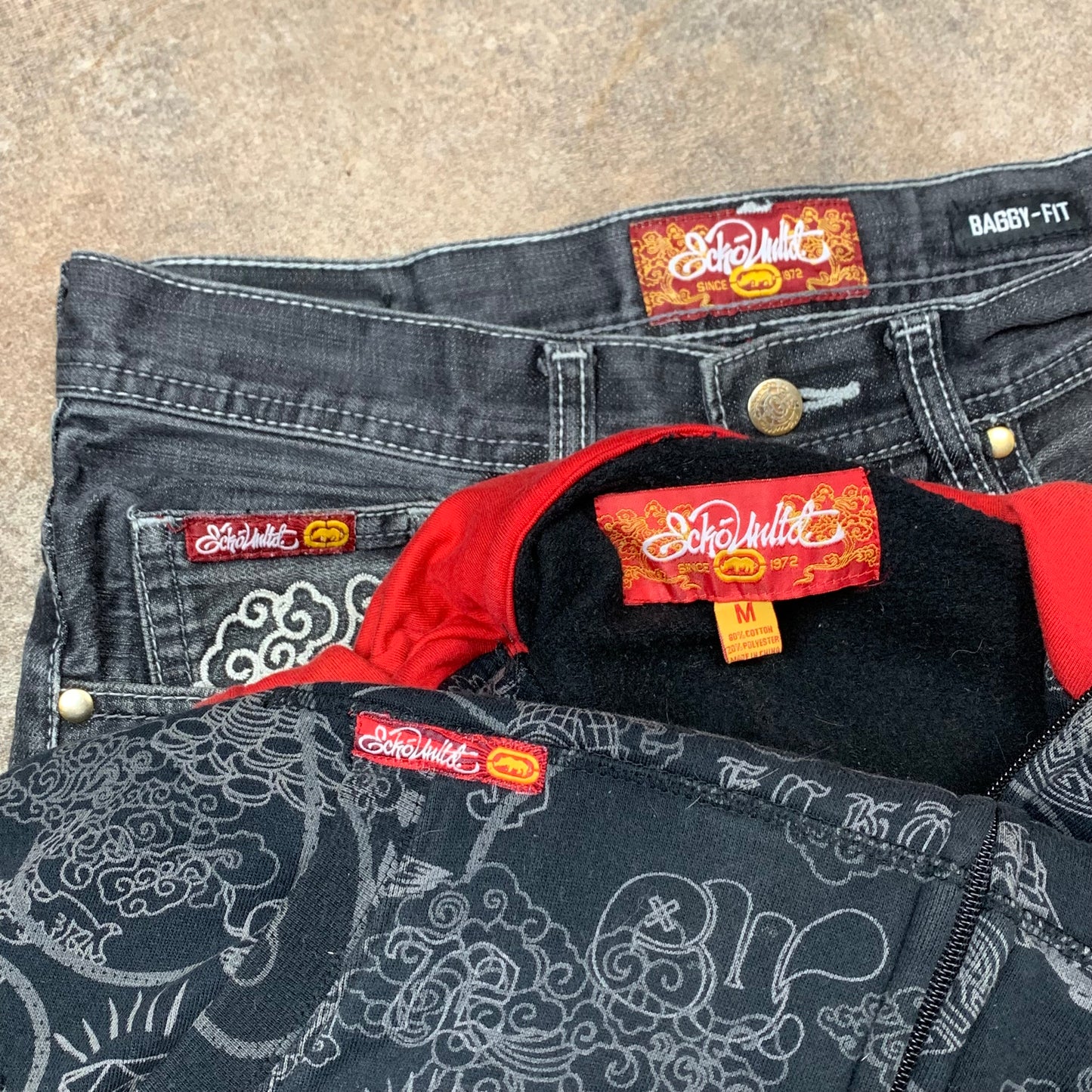 Ecko Unltd. 00s matching jeans, hoodie & tee set