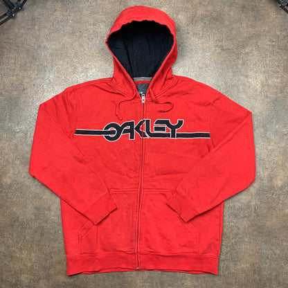 Oakley 00s red graphic zip hoodie