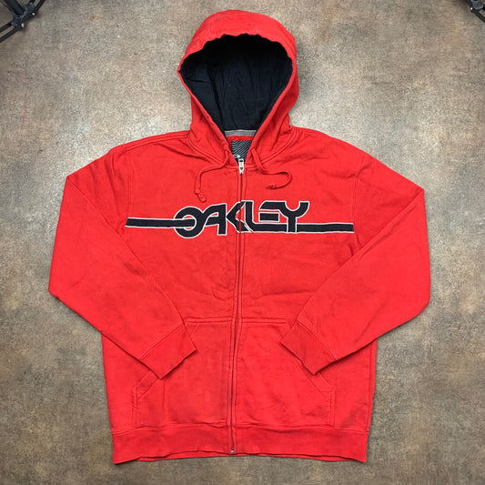 Oakley 00s red graphic zip hoodie