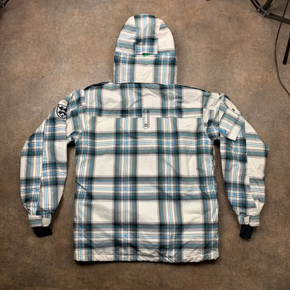 Quiksilver 00s plaid fur hood jacket (M)