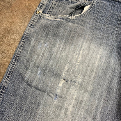 Southpole 00s blue-grey baggy red tab jorts