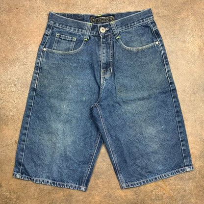 Southpole 00s navy baggy graphic jorts